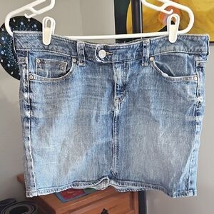 GAP Destructed Light Blue Denim Mini Skirt